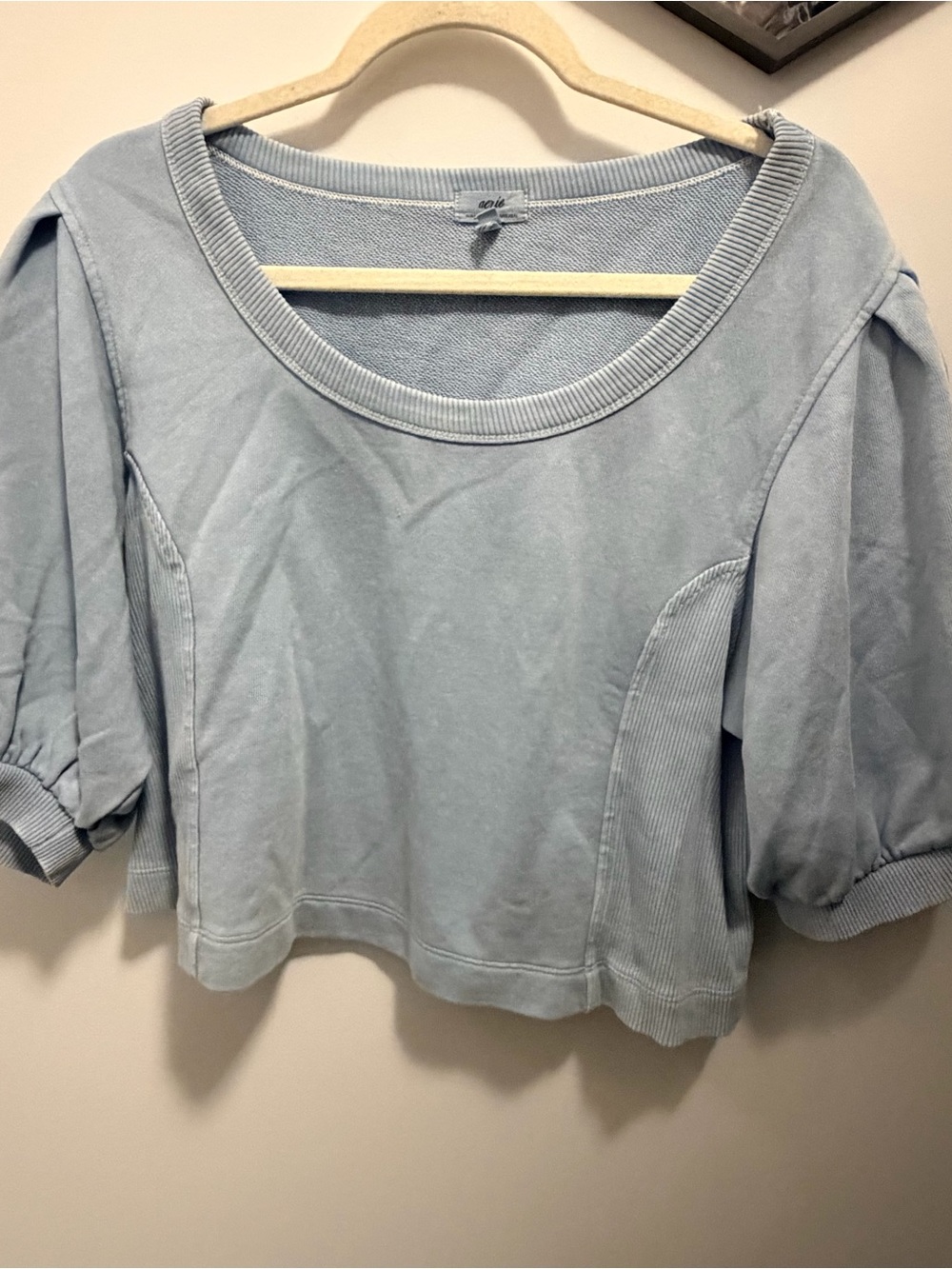 Light Blue Aerie Women's Scoop Neck Pullover Top